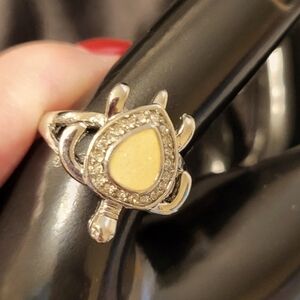 NEW Turtle Ring size 10 simulated opal and cubic zirconia